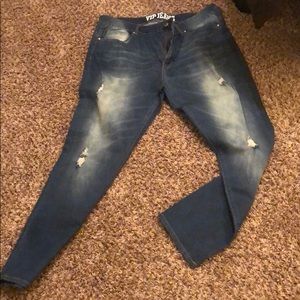 Light Wash Ripped Straight Leg Jean